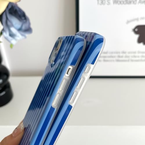 Yeddabox for iPhone 14 Case Cute Striped Phone Case Soft TPU Slim Shockproof Phone Cover for Women Girls, Navy Blue - image 4