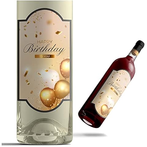 Bottle Label with Heart Message 14 x 7.4 cm Wine Label Champagne Label Gift Sticker without Bottle Self-Adhesive Y005 (02 Happy Birthday) Cover