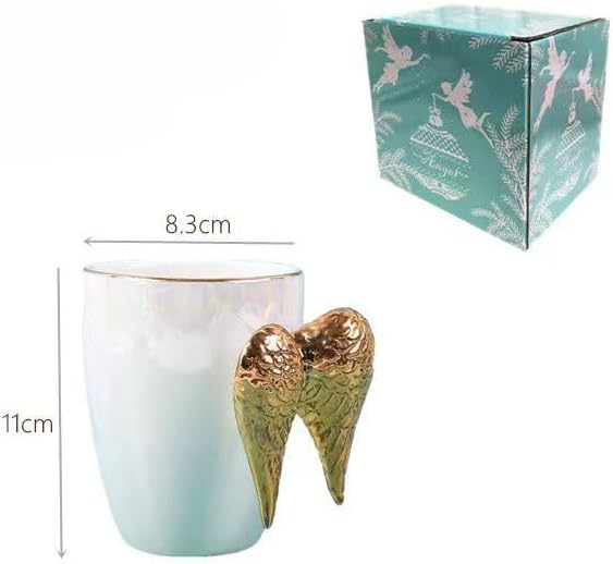 Miniatura 6 de Taza de café de cerámica con alas de ángel de 14 onzas, tazas de ángel, buenos regalos para mujeres, damas de honor, día de la madre (blanco)