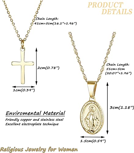 Collar Virgen María Oro 14K Joyería Cristiana Mujer