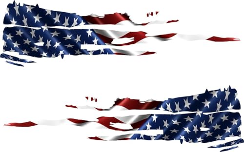 American Flag Golf Cart Decal Set With Distressed Design