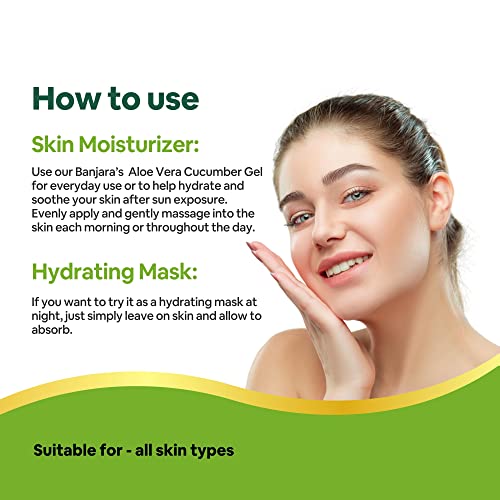 Banjara's Aloe Vera Gel | Saffron & Cucumber Combo |For Glowing,Smooth & Hydrated Skin |Non-Toxic|100% Vegan, Natural & Sulphate Free | 200 GM