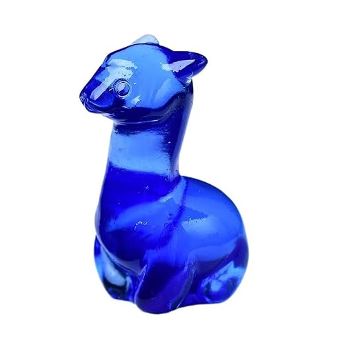Huffa Blue Opal Natural Crystal Alpaca Ornament Hand Carved Real Stone Animal Figurine