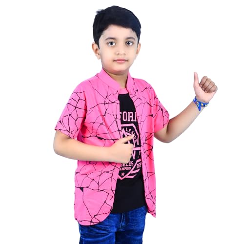 Image of Jam & Sugar Boys Cotton Printed T-Shirt with Attached Shrug Jacket - Half Sleeves