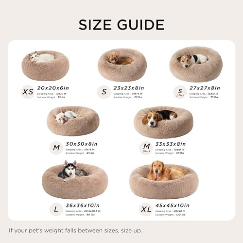 Image of Bedsure Calming Dog Bed for Large Dogs - Donut Washable Large Pet Bed, 36 inches Anti-Slip Round Fluffy Plush Faux Fur Dog Bed, Fits up to 80 lbs Pets, Aqua Blue