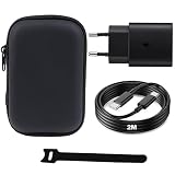 Caricabatterie Per Samsung, 25W Caricatore Rapido Alimentatore USB C con Cavo Tipo C da 2M per Samsung Galaxy S26 S25 S24 S23 S22 S21 FE Ultra, Tab A11 A11+ A9 A9+ S11 Lite S10 FE+（Pacchetto con cavo)