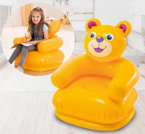 COCO LEMON Happy Animal Inflatable Chair for Kids | Cute PVC Sofa for Toddlers | Foldable & Portable Air Chair for Boys & Girls | Comfortable Plastic Balloon Chair