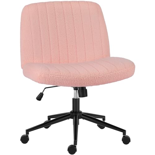 OLIXIS Criss Cross Legged Chairs Armless with Wheels Wide Seat Height Adjustable Swivel Padded Home Office Desk Seating for Bedroom, Student, Study Room