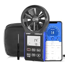 AIOMEST Anemometer Bluetooth ، مقياس سرعة الرياح المحمول مع الضغط الجوي ، درجة الحرارة ، RH ، درجة حرارة نقطة الندى ، قياس الرياح لتسلق الطائرات بدون طيار HVAC ، AI-6000WM-APP