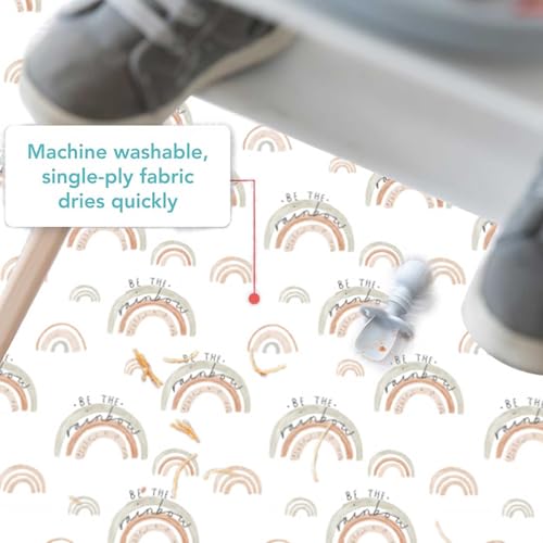 Image of Baby Splat Mat for Under High Chair, 51 x 51 Inch(Rainbow) | Polyester Splash Mat, Stain-Proof, Wipe-Clean, Thin & Light, Portable. Use As Food , Tablecloth, Picnic,Play ,Floor Mat