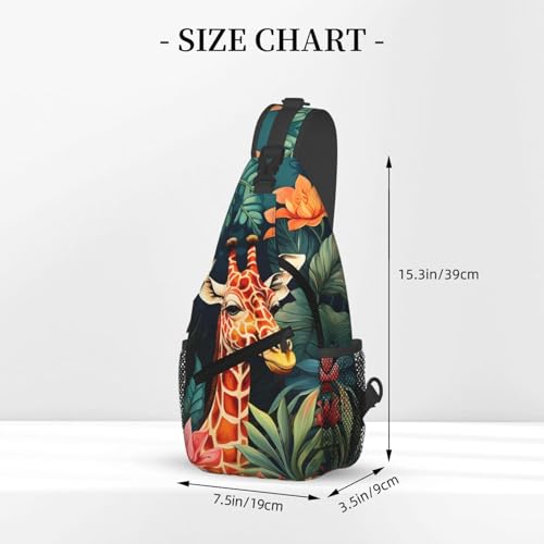 Bolso bandolera con patrón floral Forest Giraffe para mujer y hombre miniatura 3