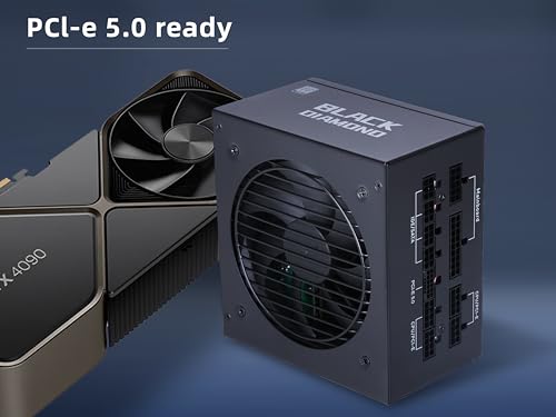 SAMA Black Diamond 750W 80plus Gold PC Power Supply 80Plus Gold Certified Full Modular with 14CM Silent Fan PCI-e 5.0 12VHPWR 10 Year Warranty