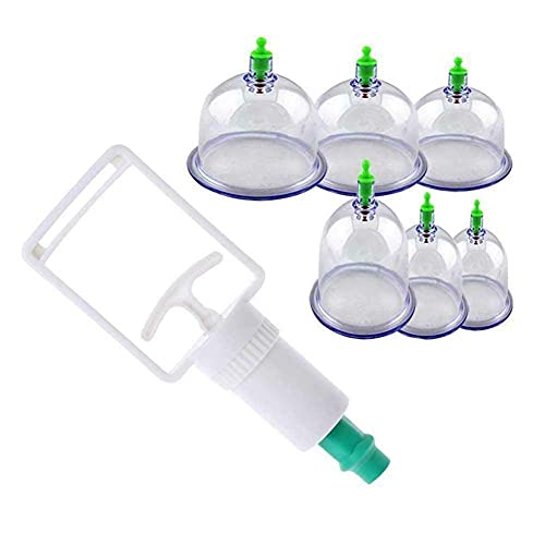 AcuPoints Cupping Therapy Sets, 6 Cups Traditional Healthy Body Vacuum Acupuncture Cupping for Cellulite Cupping Massage Back Pain Relief