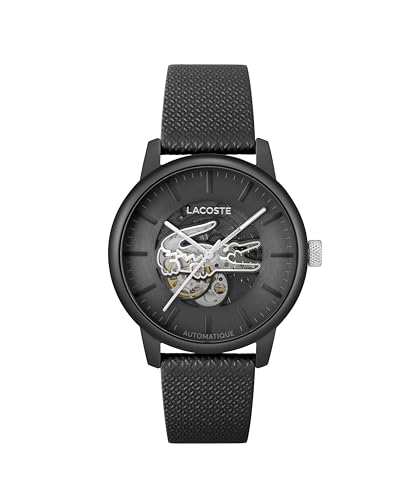 Lacoste.12.12 Men's Automatic Watch - Sporty Leather Strap - Water Resistant up to 5ATM/50 Meters - Self-Winding - Premium Fashion Timepiece - Gift for Him - 44mm