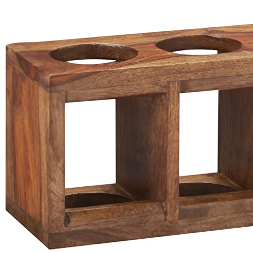 Image of Amazon Brand - Solimo Inuva Solid Sheesham Wood Wine Rack, Natural Finish, Capacity of 5 Bottles