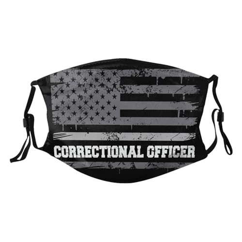 Corrections Officer Thin Silver Line American Flag Adult Dust Mask Adjustable Dust Face with 2 Filter35