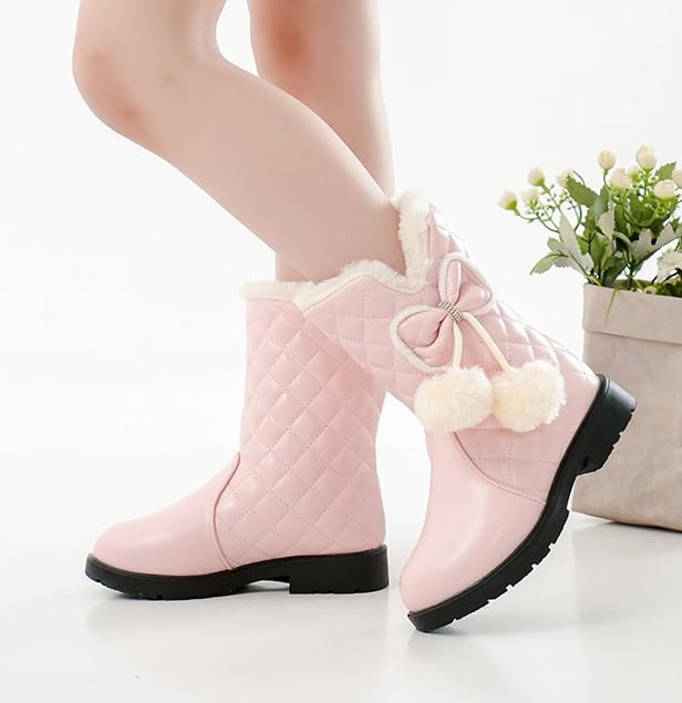 Girls' Winter Snow Boots Vintage Casual Style, Mid-Calf Slip-On Boots for Daily Wear4