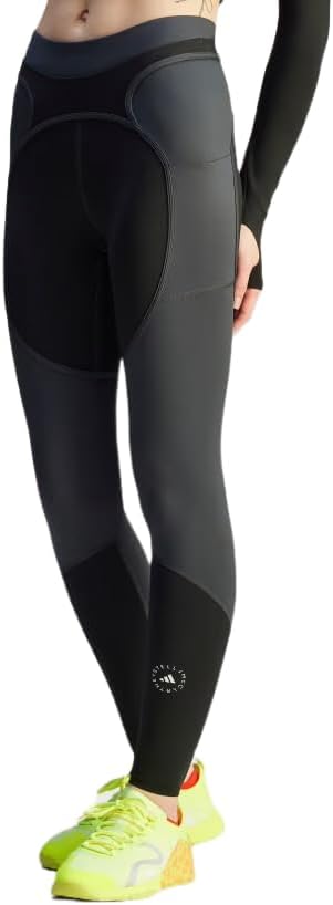 adidas by Stella McCartney Womens Two-Tone Leggings, Black/Carbon, Medium