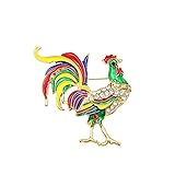Chicken Brooch Pin - Alloy Rooster Lapel Pin for Shirts, Sweaters, Dresses, Bags & Headscarves - Fashion Jewelry Gift