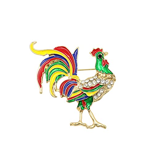 Chicken Brooch Pin - Alloy Rooster Lapel Pin for Shirts, Sweaters, Dresses, Bags & Headscarves - Fashion Jewelry Gift