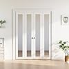 COSHOMER Bifold Doors for 60" x 80" Opening, 1-lite Mirror Closet Folding Doors with Hardware kit Included, Easy Assembly, White