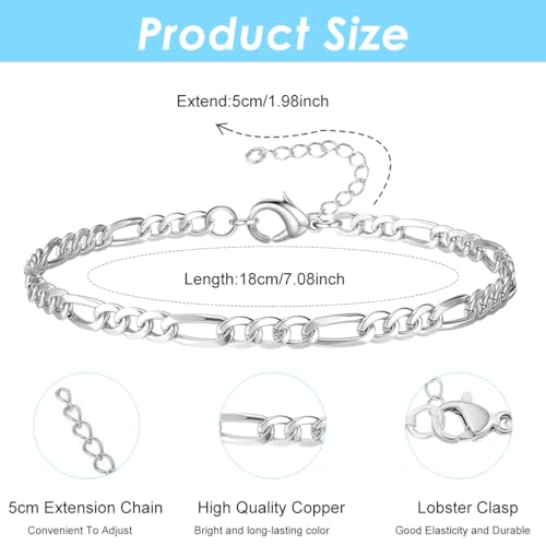 Image of SANNIDHI Bracelets for Women, Pack of 10 Chic Gold Silver Alloy Layered Bracelets Set Ladies Slim Link Bracelet for Woman Wrist Jewelry Gift