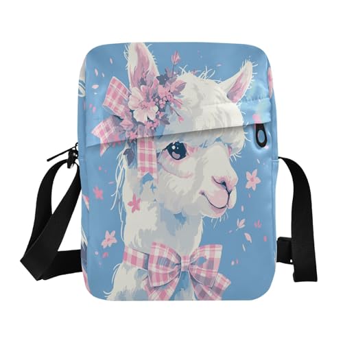Peach Blue Cute Alpaca messenger bag for women crossbody Crossbody Bags For Women Small Croos Body Purses Adjustable Strap for outdoor sports Casual
