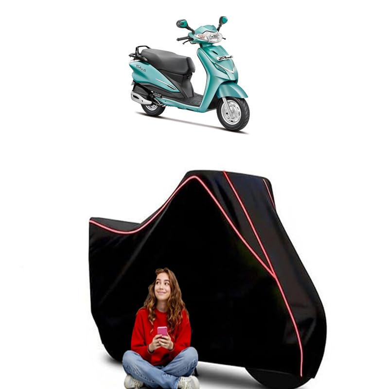 Image of Duet STD Scooty Bike Cover Water Resistant Outdoor Use Universal Fit Scooters Motorcycles Heavy Duty UV Protection Dust Rain Scratch Resistant Elastic Bottom Black Blue Piping