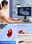 Ergonomic Mouse, Vertical Wireless Mouse 2.4G Rechargeable Optical Vertical Mouse High Precision Optical Mouse Adjustable800/1200/1600 DPI 6 Buttons, for Laptop etc, Red,Specially for Right-handers