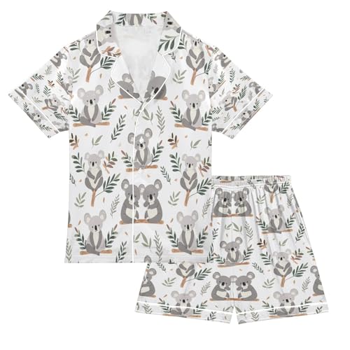 Pajama Sets Silky Button Down Nightwear Sleepwear Size 5-14 Years Grey Koala