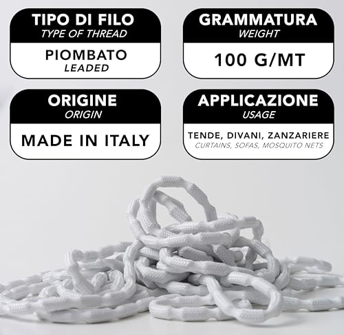 Bleiband für Gardinen und Vorhänge 100 g/m, 5 Meter, Weiß