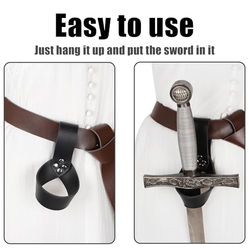 2 Stück Gürtelständer, Breitschwertgürtel, Piratengürtel, Schwertgürtelständer, verstellbare Lederschwertscheide, Retro-Schwertschnallengürtelständer, geeignet für Kostümpartys, Halloween usw.