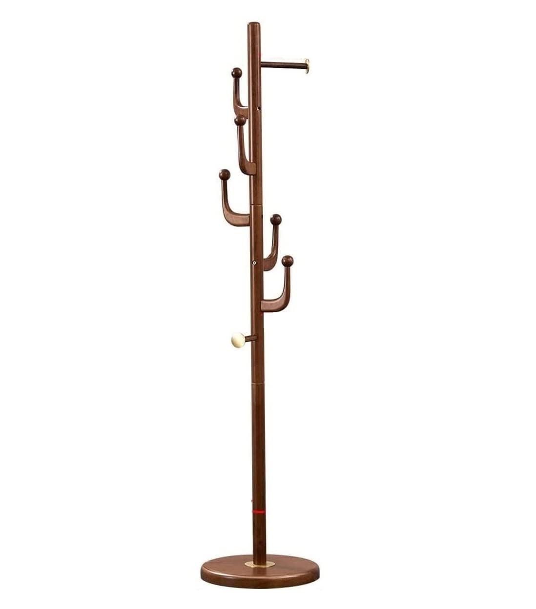 CVdrtyED Racks Free Standing Wood Coat Rack With 7 Hooks Bedroom Simple Chinese Style Racks Round Base Stand For Hat Clothes Purse Scarves Hallway Organiser