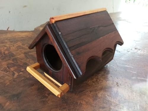 Casa de Madeira para Calopsita, 22x14x17cm, Canela e Peroba, Premium