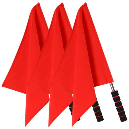 Ciieeo - Ciieeo Lot de 3 Drapeaux d'Arbitre Rouges Portatifs pour Matchs d'Athlétisme Drapeaux de Signalisation Légers et Maniables Équipement Sportif pour Compétitions en Extérieur