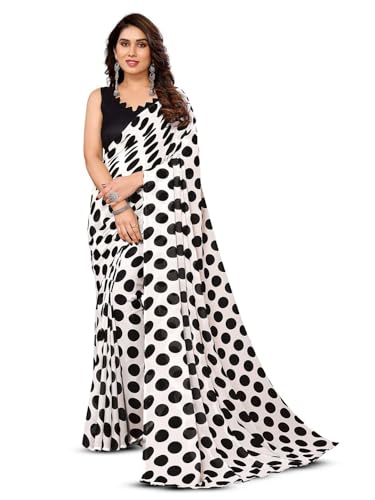 DENMOUS Selection Of 2 Polka Dot Printed Saree - 28456202, Black, One Size, Black, One Size