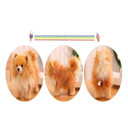 KUKUShining Soft Pomeranian Hund Kuscheltier, 23CM Niedliches Welpen Plüschtier Stofftier Kinder Ideal für gemütliches Spielen und Schlafzimmerdekoratio(WhitePome)