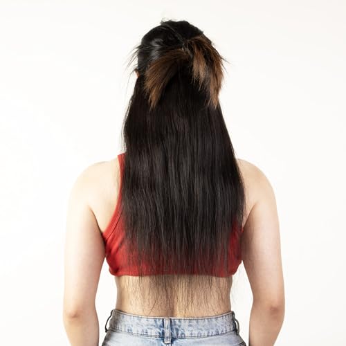 Image of Capilus 100% Natural Human Hair Volumizer with 3 Clips - Clip-In Extension for Instant Volume | Lightweight & Stylish Look (Natural Black, 16 Inch)