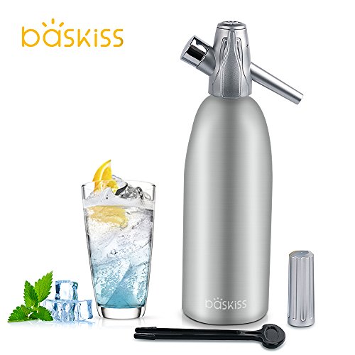 Baskiss Soda Siphon Maker, 1 Liter, Making Carbonated Soda Sparking Water for Juice Drinks Cocktail