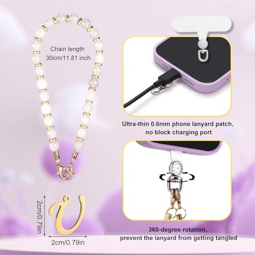 1 Set Beaded Phone Wrist Strap, Initial Phone Charms Detachable Letter B - Photo 104 sur 176