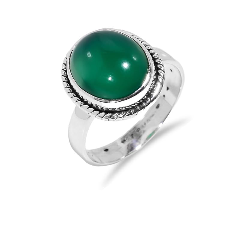 Bague de fiançailles vintage en onyx vert à porter au quotidien