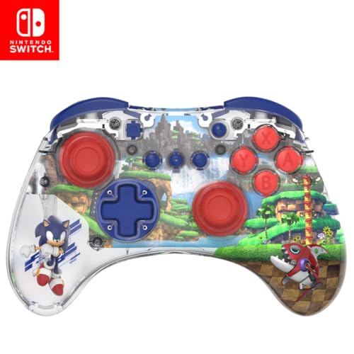Image of PDP REALMz Wireless Nintendo Switch Pro Controller, Customizable LED, 40 Hour Rechargeable Battery Power, Officially Licensed by Nintendo and SEGA: Sonic Superstars (Sonic Green Hill Zone)