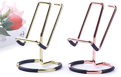 Cell Phone Stand for iPhone 13 12, Phone Dock: Holder, Cradle, Stand for Office Desk, 2022 Stable and Durable Fashion Phone Bracket - 2 PCS (Gold and Rose Gold)