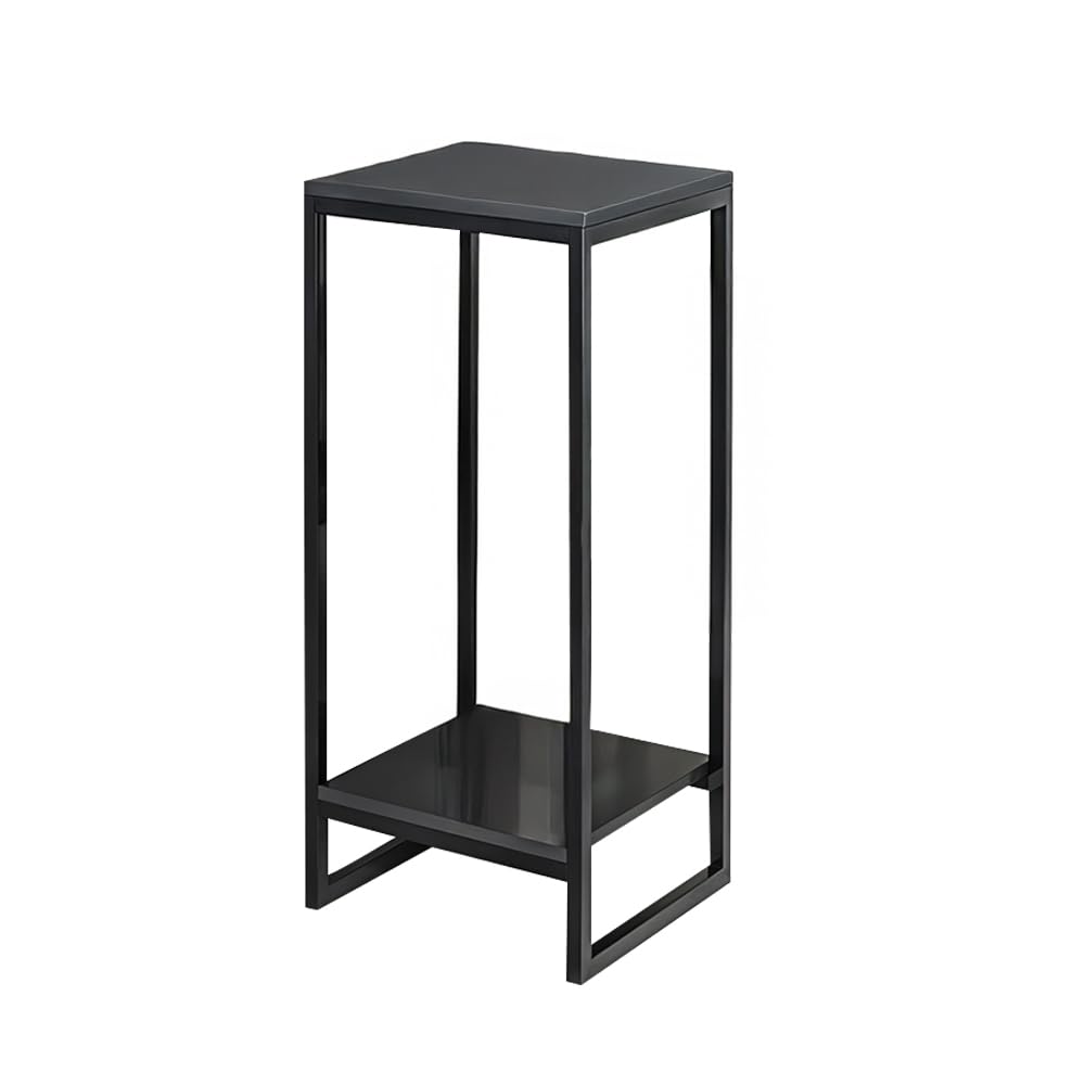 Warmiehomy Side Table Modern with 2-Tier Storage Shelf 24x24x60cm,Black