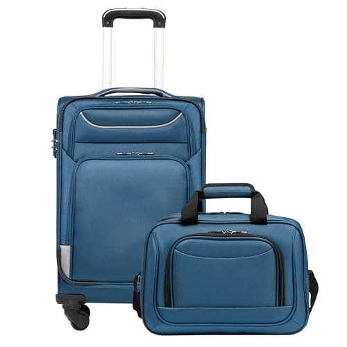 COOLIFE Maleta Cabina Blanda Trolley 58cm y 1 Bolsa Bandolera Grande
