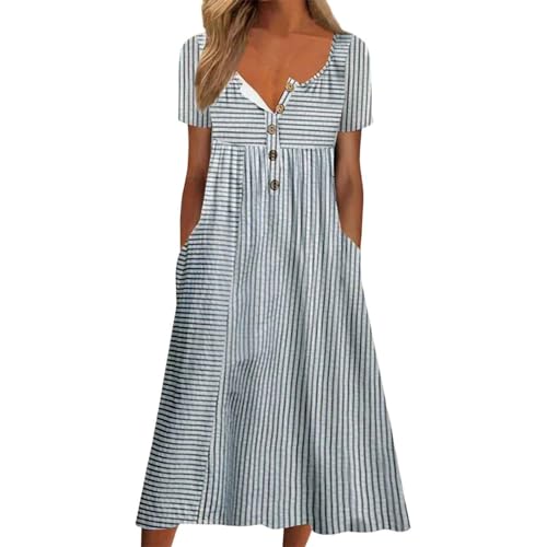 Robe d'été pour femme longue en mousseline rayée oversize style décontracté chic