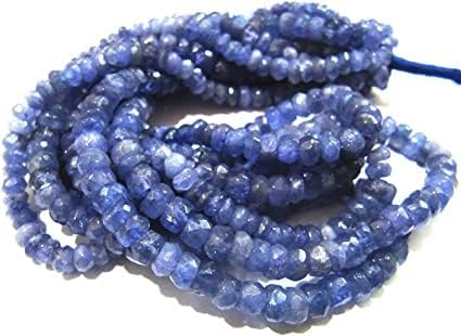 Kashish Gems & Jewels AA Quality Natural Tanzanite Rondelle Faceted Beads, 5 to 6 mm Genuine Tanzanite Beads, Strand 8 inches Long, Semi Precious Gemstone Beads
