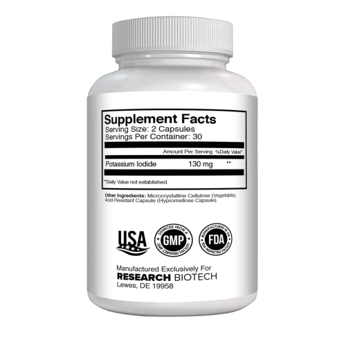 Max-Bio (2 Pack) Potassium Iodide Supplement Tablets Pills 130Mg - 120 Capsules Dietary Thyroid Support Protector, Ki Iodine Tablet Vitamins Best Potasium Yodo Naciente #TOP3