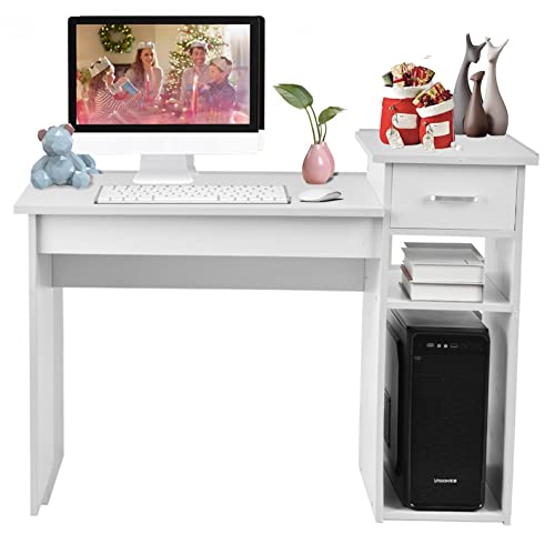 XIANGMIHU Desk Small White Small Study Table Teens Desk White Desk Small Small Cheap Table White Bedroom Desk with Drawers Computer Tables for Laptop