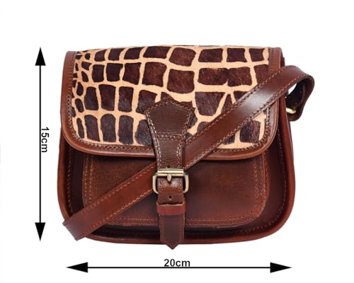 Image of Celtic Women's Leather Hair-On Flap Crossbody Sling Bag - Adjustable Strap